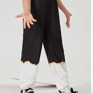 New SHEIN Girls Size 8 Black Brown White Ombre Joggers